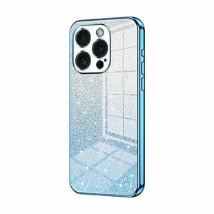 For iPhone 15 Pro Gradient Glitter Powder Electroplated Phone Case(Blue)
