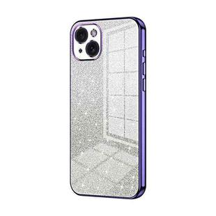 For iPhone 15 Plus Gradient Glitter Powder Electroplated Phone Case(Purple)