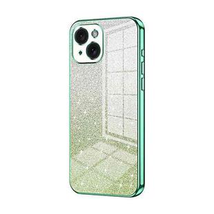 For iPhone 15 Gradient Glitter Powder Electroplated Phone Case(Green)