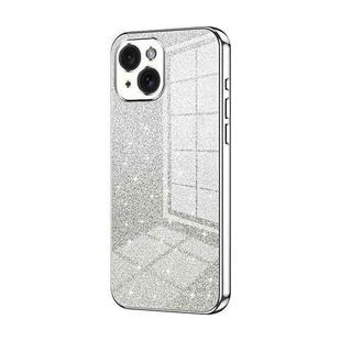 For iPhone 15 Gradient Glitter Powder Electroplated Phone Case(Silver)