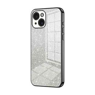 For iPhone 15 Gradient Glitter Powder Electroplated Phone Case(Black)
