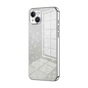 For iPhone 14 Plus Gradient Glitter Powder Electroplated Phone Case(Silver)
