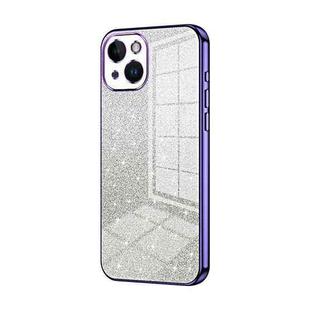 For iPhone 14 Gradient Glitter Powder Electroplated Phone Case(Purple)