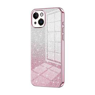 For iPhone 14 Gradient Glitter Powder Electroplated Phone Case(Pink)