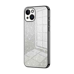 For iPhone 14 Gradient Glitter Powder Electroplated Phone Case(Black)