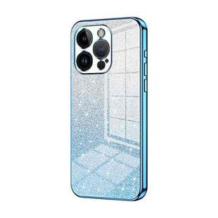 For iPhone 14 Pro Gradient Glitter Powder Electroplated Phone Case(Blue)