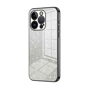 For iPhone 14 Pro Gradient Glitter Powder Electroplated Phone Case(Black)