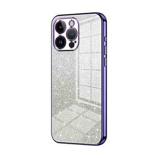 For iPhone 14 Pro Max Gradient Glitter Powder Electroplated Phone Case(Purple)