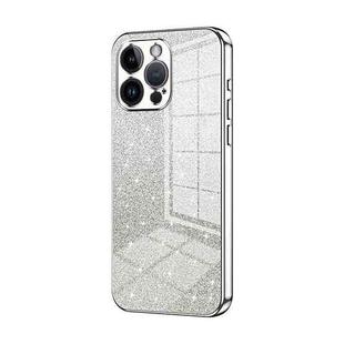 For iPhone 14 Pro Max Gradient Glitter Powder Electroplated Phone Case(Silver)