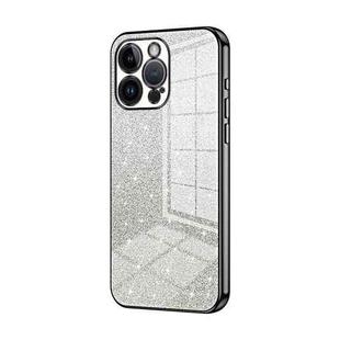 For iPhone 14 Pro Max Gradient Glitter Powder Electroplated Phone Case(Black)