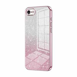 For iPhone SE 2022 / 2020 / 8 / 7 Gradient Glitter Powder Electroplated Phone Case(Pink)