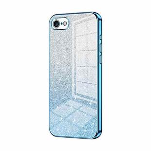 For iPhone SE 2022 / 2020 / 8 / 7 Gradient Glitter Powder Electroplated Phone Case(Blue)