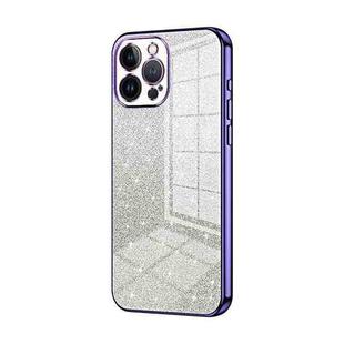 For iPhone 13 Pro Max Gradient Glitter Powder Electroplated Phone Case(Purple)