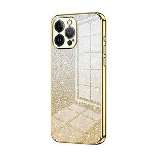 For iPhone 13 Pro Max Gradient Glitter Powder Electroplated Phone Case(Gold)