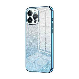 For iPhone 13 Pro Max Gradient Glitter Powder Electroplated Phone Case(Blue)