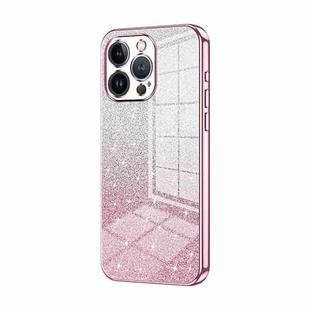 For iPhone 13 Pro Gradient Glitter Powder Electroplated Phone Case(Pink)