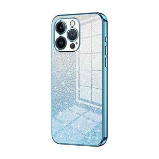 For iPhone 13 Pro Gradient Glitter Powder Electroplated Phone Case(Blue)
