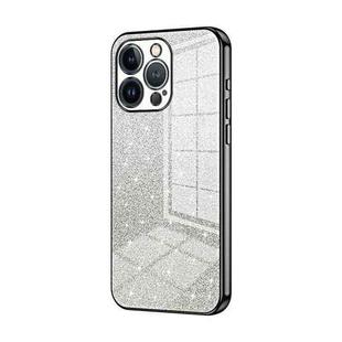 For iPhone 13 Pro Gradient Glitter Powder Electroplated Phone Case(Black)