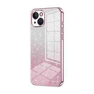 For iPhone 13 Gradient Glitter Powder Electroplated Phone Case(Pink)