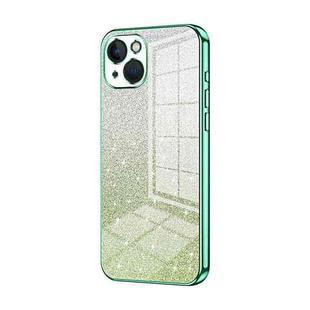 For iPhone 13 Gradient Glitter Powder Electroplated Phone Case(Green)