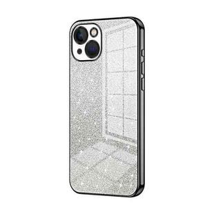 For iPhone 13 Gradient Glitter Powder Electroplated Phone Case(Black)