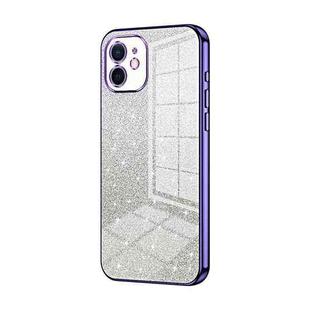 For iPhone 12 Gradient Glitter Powder Electroplated Phone Case(Purple)