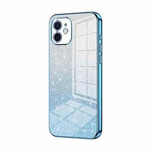 For iPhone 12 Gradient Glitter Powder Electroplated Phone Case(Blue)