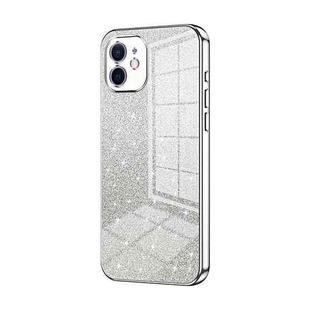 For iPhone 12 Gradient Glitter Powder Electroplated Phone Case(Silver)