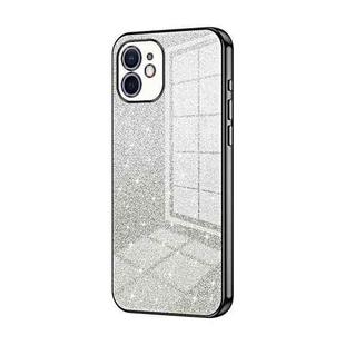 For iPhone 12 Gradient Glitter Powder Electroplated Phone Case(Black)