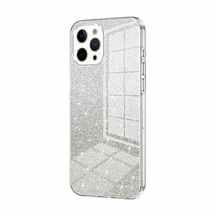 For iPhone 12 Pro Max Gradient Glitter Powder Electroplated Phone Case(Transparent)