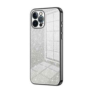 For iPhone 12 Pro Gradient Glitter Powder Electroplated Phone Case(Black)