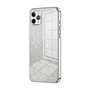 For iPhone 11 Pro Max Gradient Glitter Powder Electroplated Phone Case(Silver)
