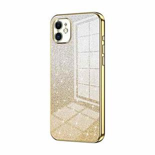 For iPhone 11 Gradient Glitter Powder Electroplated Phone Case(Gold)