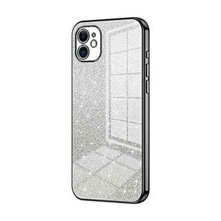For iPhone 11 Gradient Glitter Powder Electroplated Phone Case(Black)