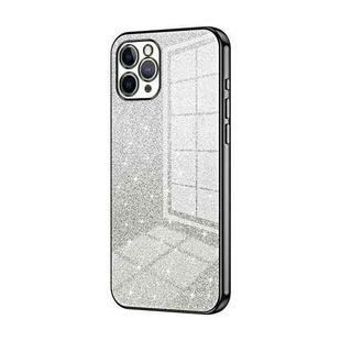 For iPhone 11 Pro Gradient Glitter Powder Electroplated Phone Case(Black)