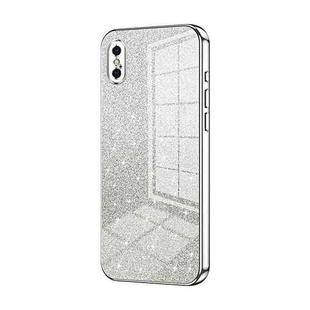 For iPhone X / XS Gradient Glitter Powder Electroplated Phone Case(Silver)