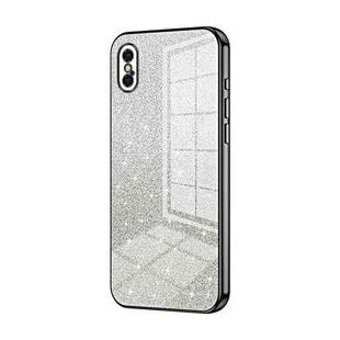 For iPhone X / XS Gradient Glitter Powder Electroplated Phone Case(Black)