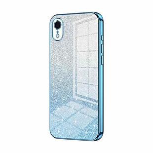 For iPhone XR Gradient Glitter Powder Electroplated Phone Case(Blue)