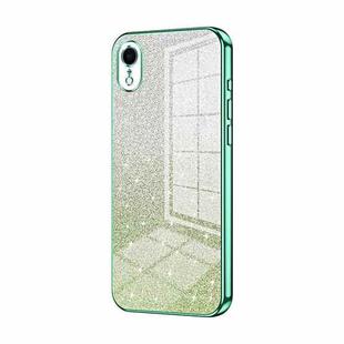 For iPhone XR Gradient Glitter Powder Electroplated Phone Case(Green)