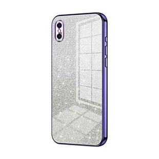 For iPhone XS Max Gradient Glitter Powder Electroplated Phone Case(Purple)