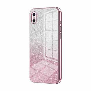 For iPhone XS Max Gradient Glitter Powder Electroplated Phone Case(Pink)