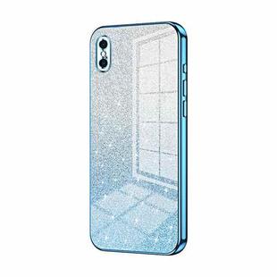 For iPhone XS Max Gradient Glitter Powder Electroplated Phone Case(Blue)