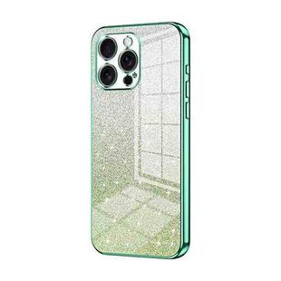 For iPhone 16 Pro Max Gradient Glitter Powder Electroplated Phone Case(Green)