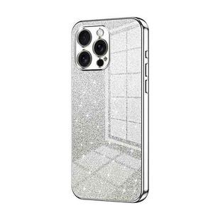 For iPhone 16 Pro Max Gradient Glitter Powder Electroplated Phone Case(Silver)