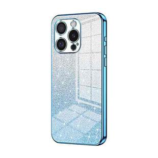 For iPhone 16 Pro Gradient Glitter Powder Electroplated Phone Case(Blue)