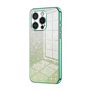 For iPhone 16 Pro Gradient Glitter Powder Electroplated Phone Case(Green)