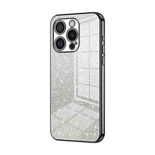 For iPhone 16 Pro Gradient Glitter Powder Electroplated Phone Case(Black)