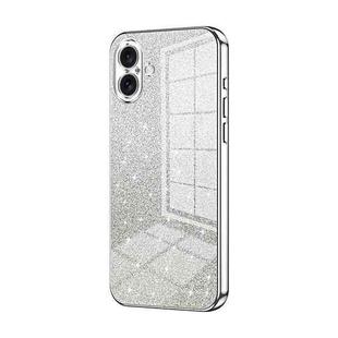 For iPhone 16 Plus Gradient Glitter Powder Electroplated Phone Case(Silver)