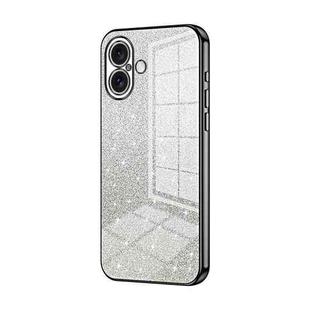 For iPhone 16 Gradient Glitter Powder Electroplated Phone Case(Black)