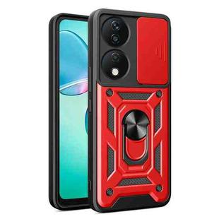 For Honor X7b Sliding Camera Cover Design TPU+PC Phone Case(Red)